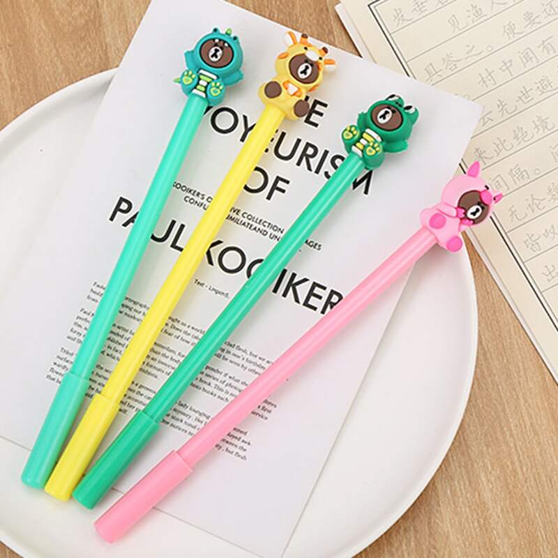 

4pcs Cartoon Bear Gel Pen, Black