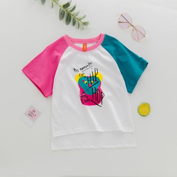 

Toddler Girls Colorblock Cartoon Graphic Tee, Multicolor