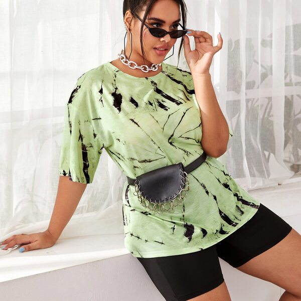 

Plus Tie Dye Print Tee Without Bag, Lime green