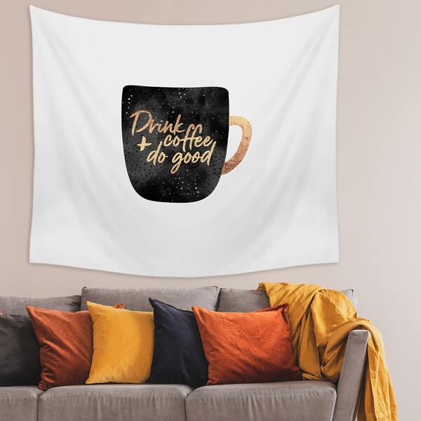 

Coffee Cup Print Tapestry, Multicolor