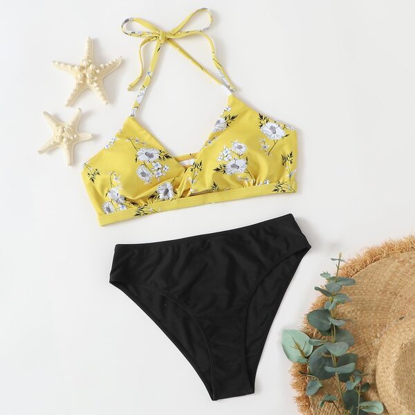 

Floral Mix & Match Ruched Halter Bikini Swimsuit, Multicolor