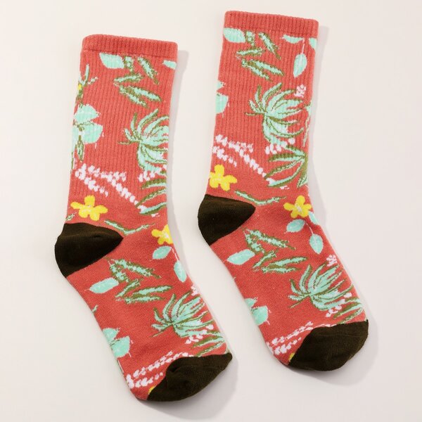 

Leaf Pattern Socks, Orange