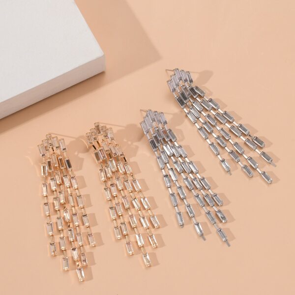

2pairs Tassel Drop Earrings, Multicolor