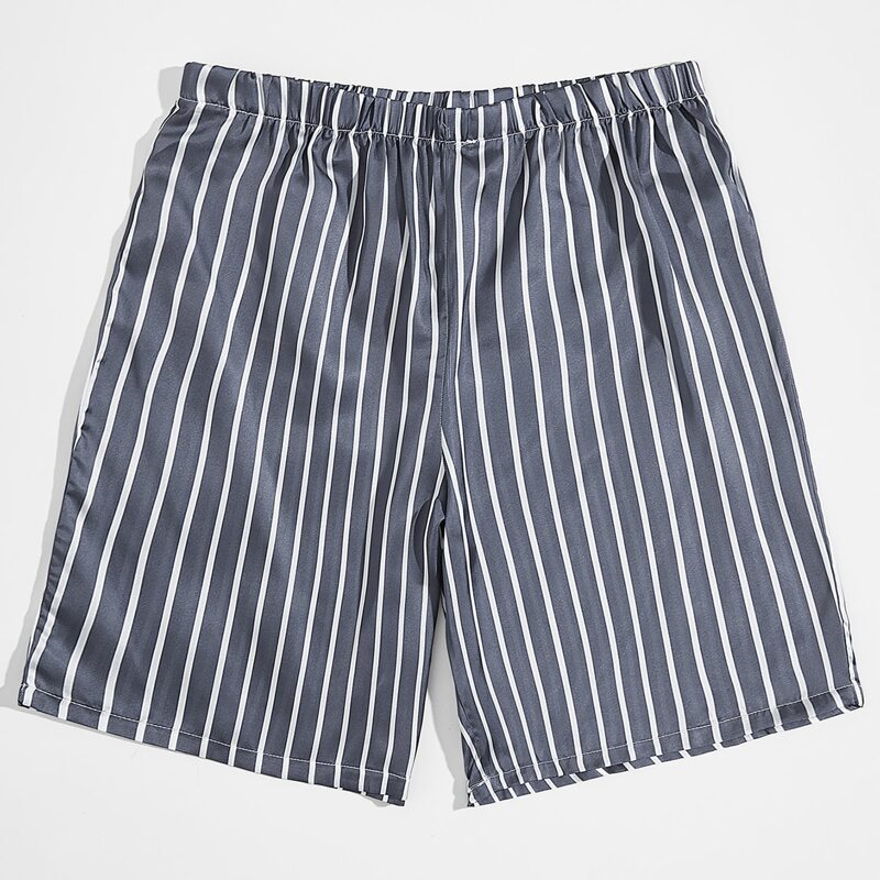

Guys Striped Elastic Waist Sleep Shorts, Grey