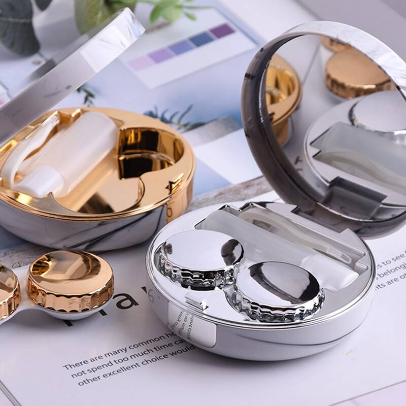 

1pc Marble Pattern Random Color Contact Lens Case, Multicolor