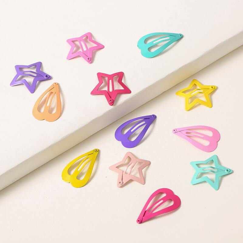 

12pcs Star Design Hair Clip, Multicolor