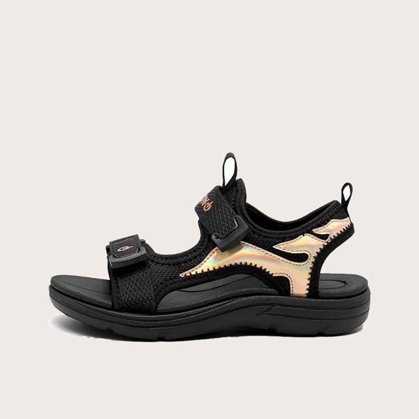 

Boys Letter Graphic Velcro Strap Sandals, Black