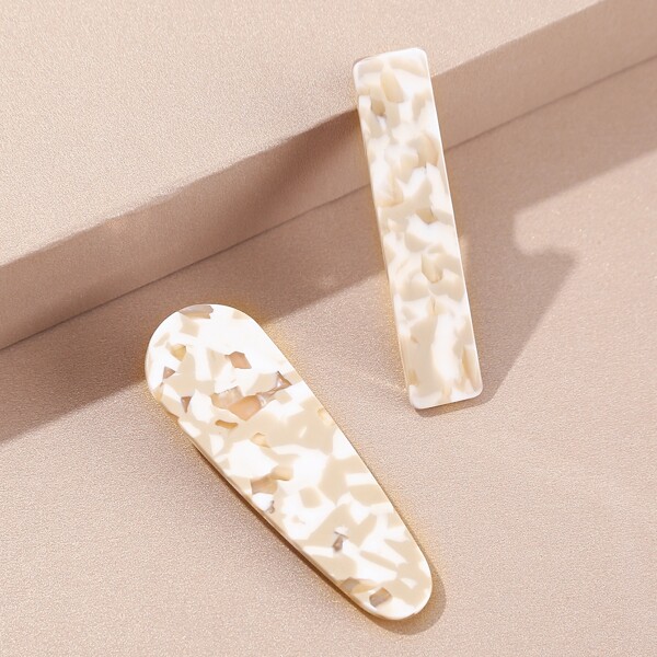

2pcs Water Drop Hair Clip, Beige