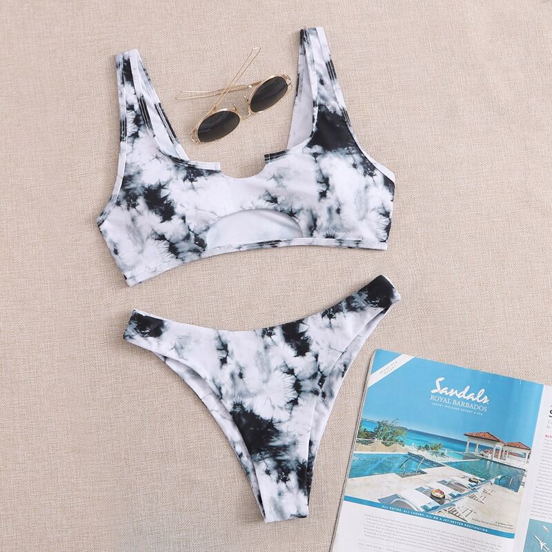 

Tie Dye Cut-out Front Bikini Swimsuit, Multicolor