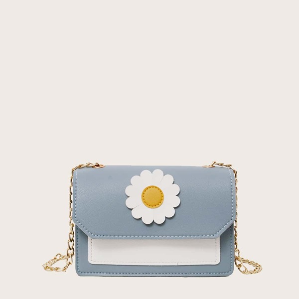 

Girls Daisy Decor Crossbody Bag, Blue