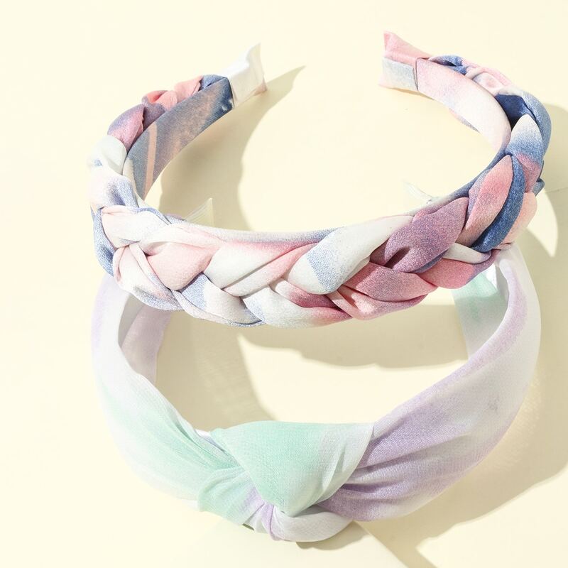 

2pcs Tie Dye Pattern Knot Decor Hair Hoop, Multicolor