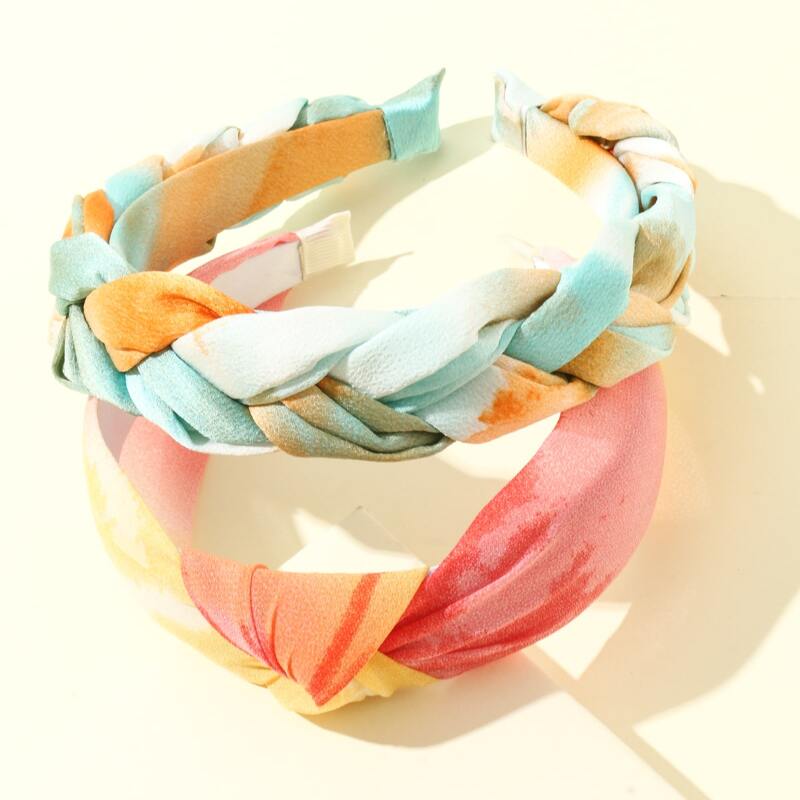 

2pcs Tie Dye Pattern Knot Decor Hair Hoop, Multicolor