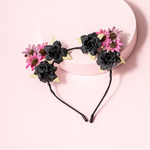 

Flower Decor Hair Hoop, Black