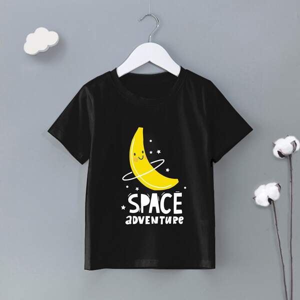 

Toddler Girls Banana & Letter Graphic Tee, Black