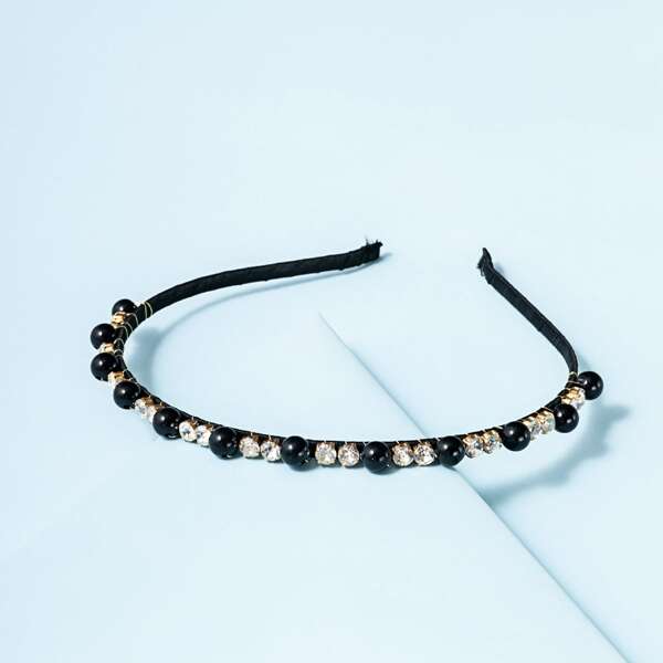 

Rhinestone Decor Skinny Hair Hoop, Black
