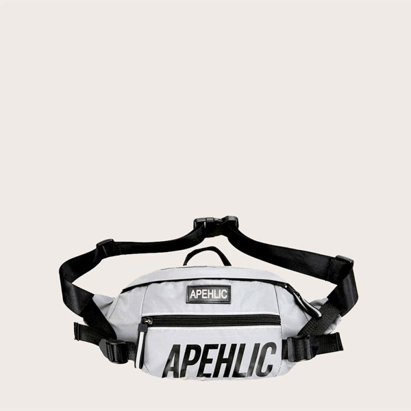 

Мужская сумка на поясе с текстовым узором, Серые