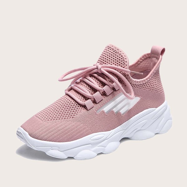 

Lace-up Front Knit Sneakers, Pink