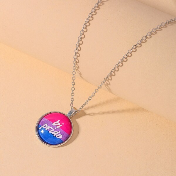 

Striped Round Charm Necklace, Multicolor