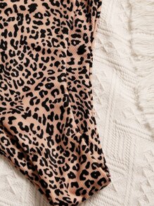 SHEIN Swim Summer Beach Leopard Bandeau High Waisted Bikini Set