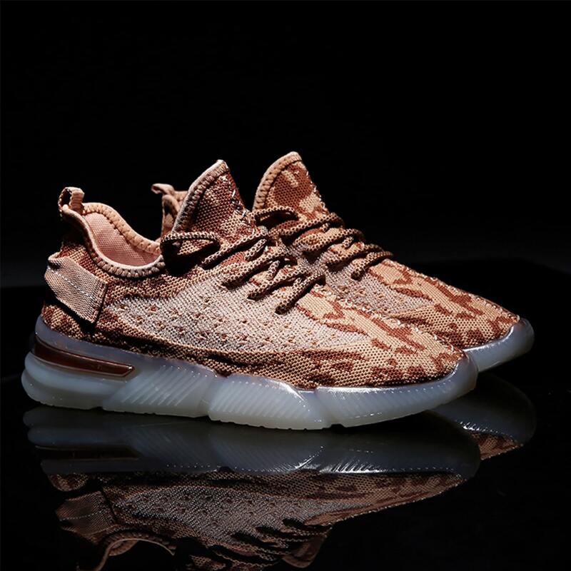 

Guys Lace-up Front Colorblock Knit Sneakers, Brown