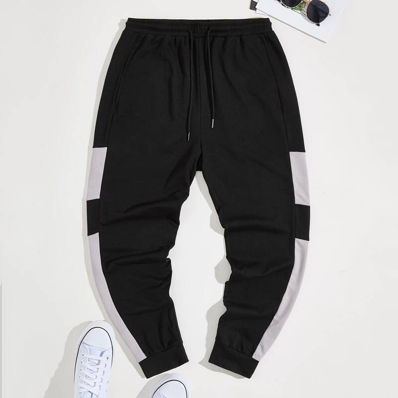 

Guys Drawstring Waist Striped Side Joggers, Black