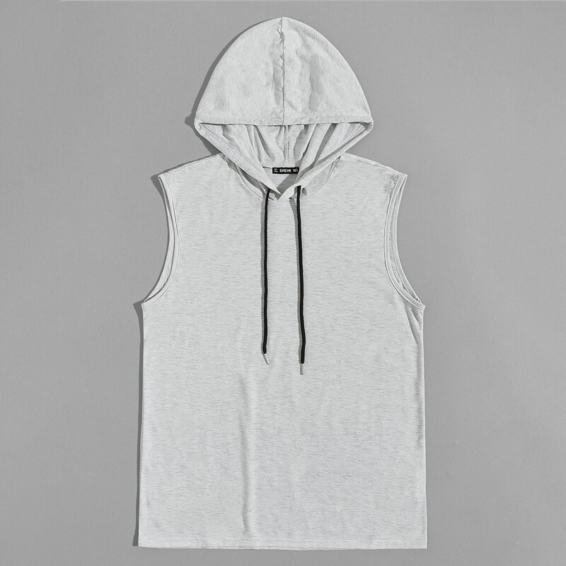 

Guys Solid Drawstring Hoodie, Light grey