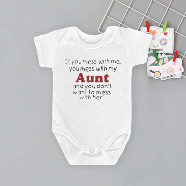 

Baby Girl Slogan Graphic Popper Bodysuit, White