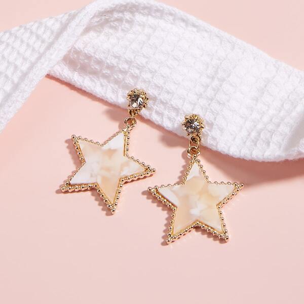 

Star Charm Drop Earrings, Gold
