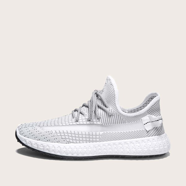 

Men Lace-up Front Knit Sneakers, Grey