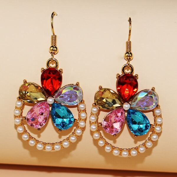 

Серьги-подвески с драгоценными камнями, Многоцветный