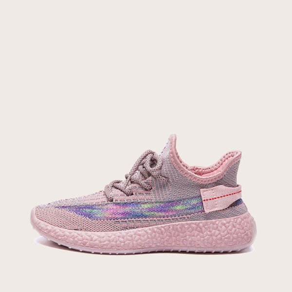 

Lace-up Front Colorblock Knit Sneakers, Pink