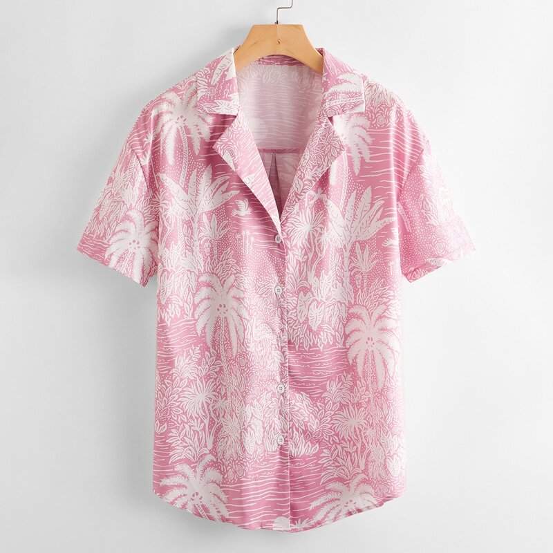 

Tropical Print Shirt, Baby pink