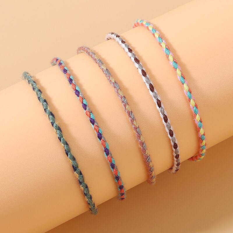

5pcs Colorful Braided Bracelet, Multicolor