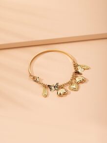 心形吊墜手鐲 - 金黃色 - 查看 2