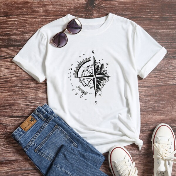 

Graphic Print Short Sleeve Tee, White