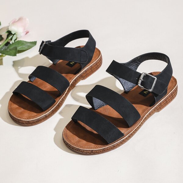 

Open Toe Ankle Strap Sandals, Black