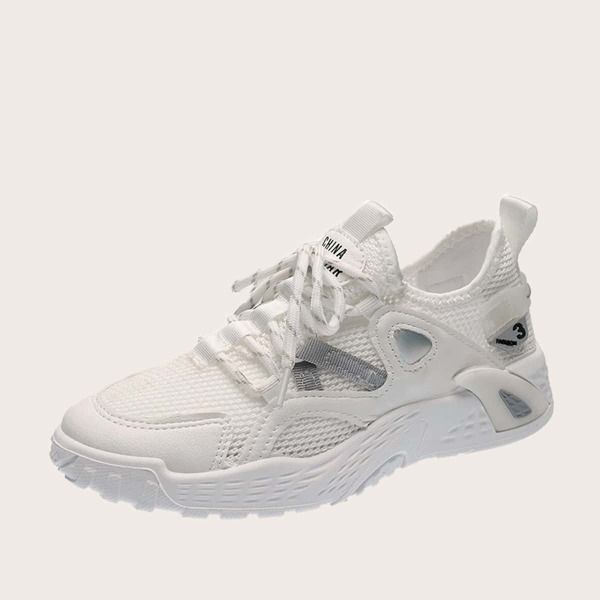 

Lace-up Front Knit Low Top Sneakers, Beige