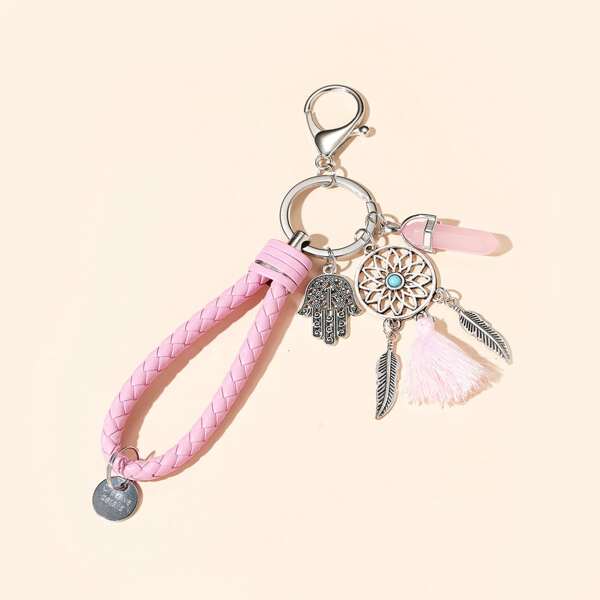 

Hand Charm Keychain, Pink