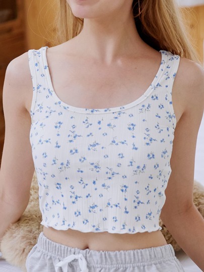 Crop Tank Top mit Blümchen Muster