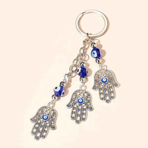 

Hand Charm Keychain, Blue