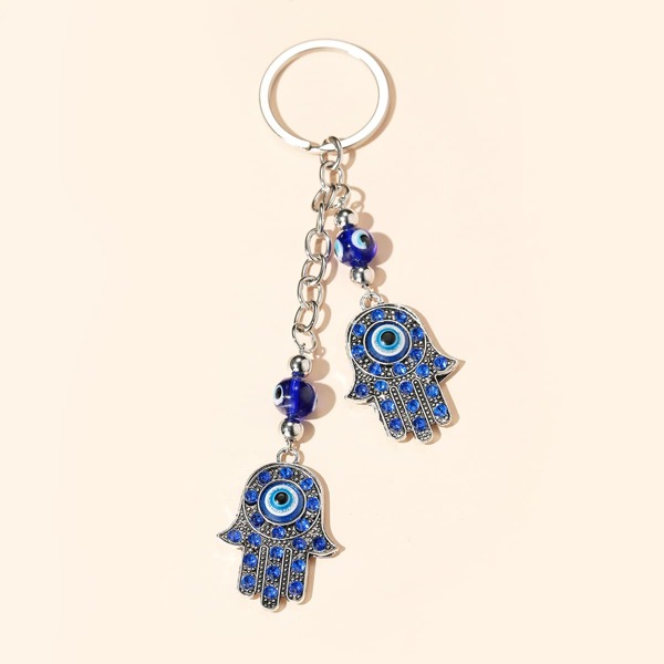 

Double Hand Charm Keychain, Blue