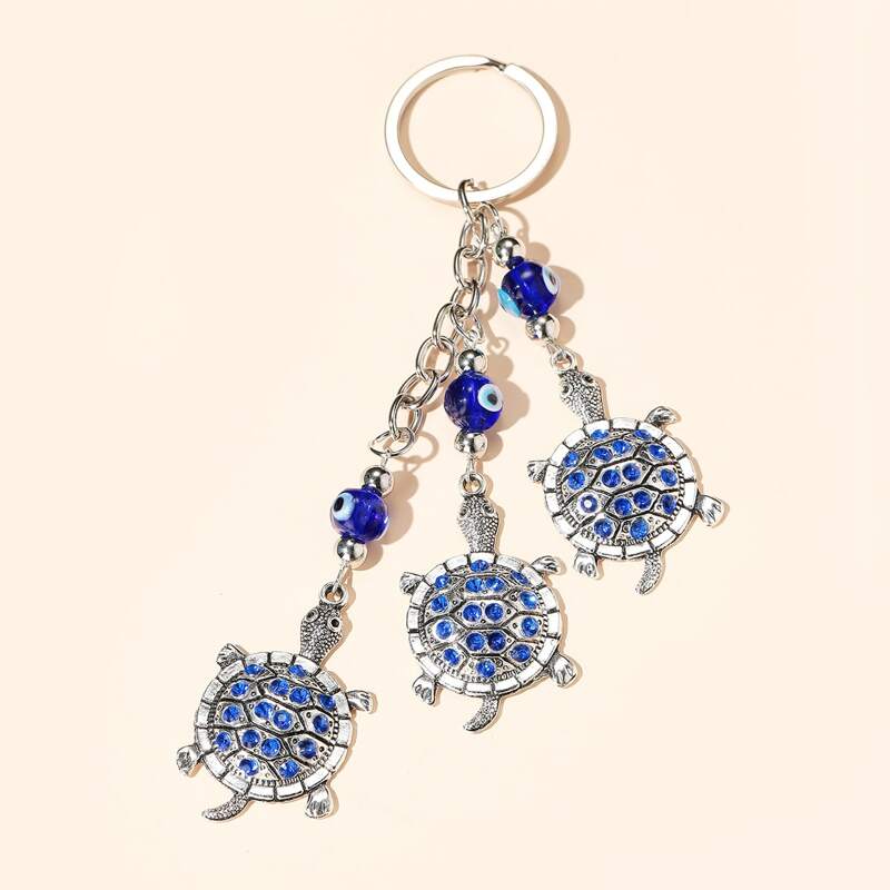 

Tortoise Charm Keychain, Blue