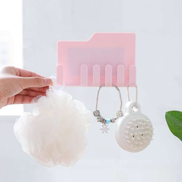 

1pc Wall Mounted Multifunction Storage Rack, Pink