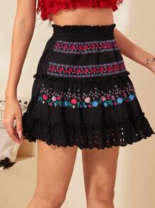 SHEIN Váy Nghề thêu Hoa màu đen Boho - màu đen - Xem 4