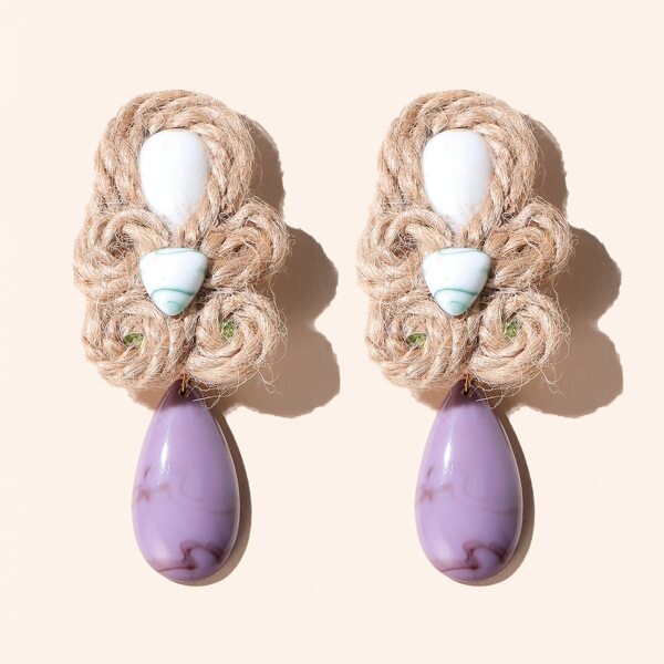 

Colorful Water Drop Earrings, Purple