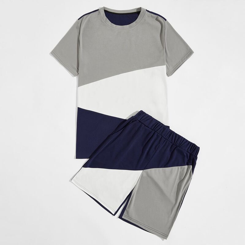 

Guys Color Block Tee & Track Shorts, Multicolor
