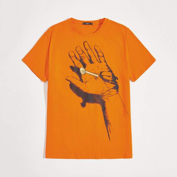 

Men Nail and Hand Print Top, Orange bright