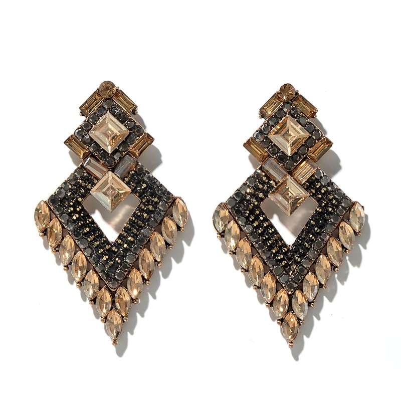 

Gemstone Decor Geometric Earrings, Multicolor