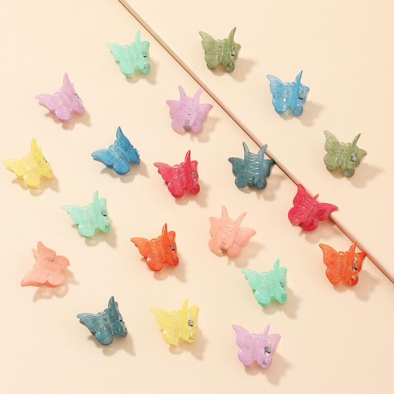 

Multicolored Butterfly Hair Claw Set - 20pcs, Multicolor