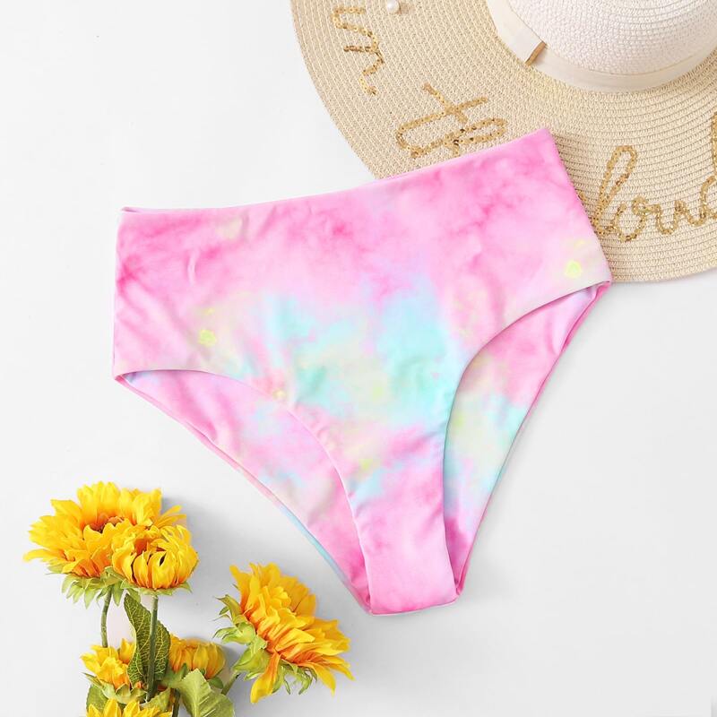 

Tie Dye High Waist Bikini Bottom, Baby pink